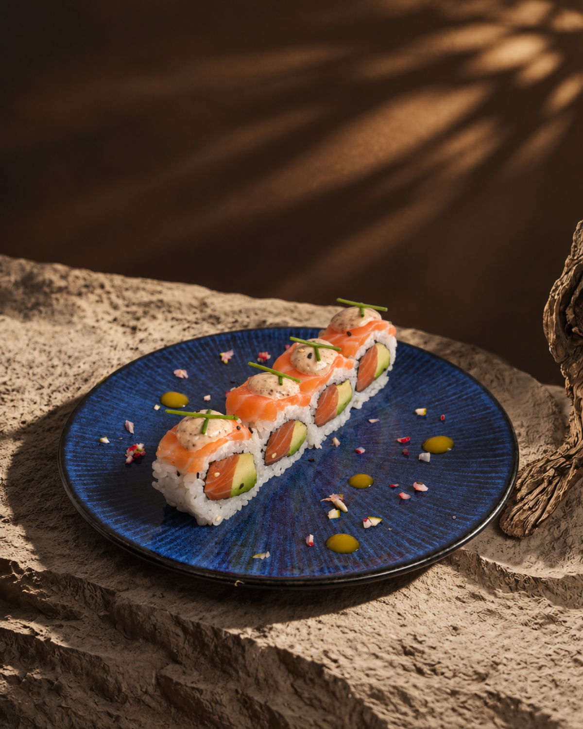 Uramaki de salmón y trufado