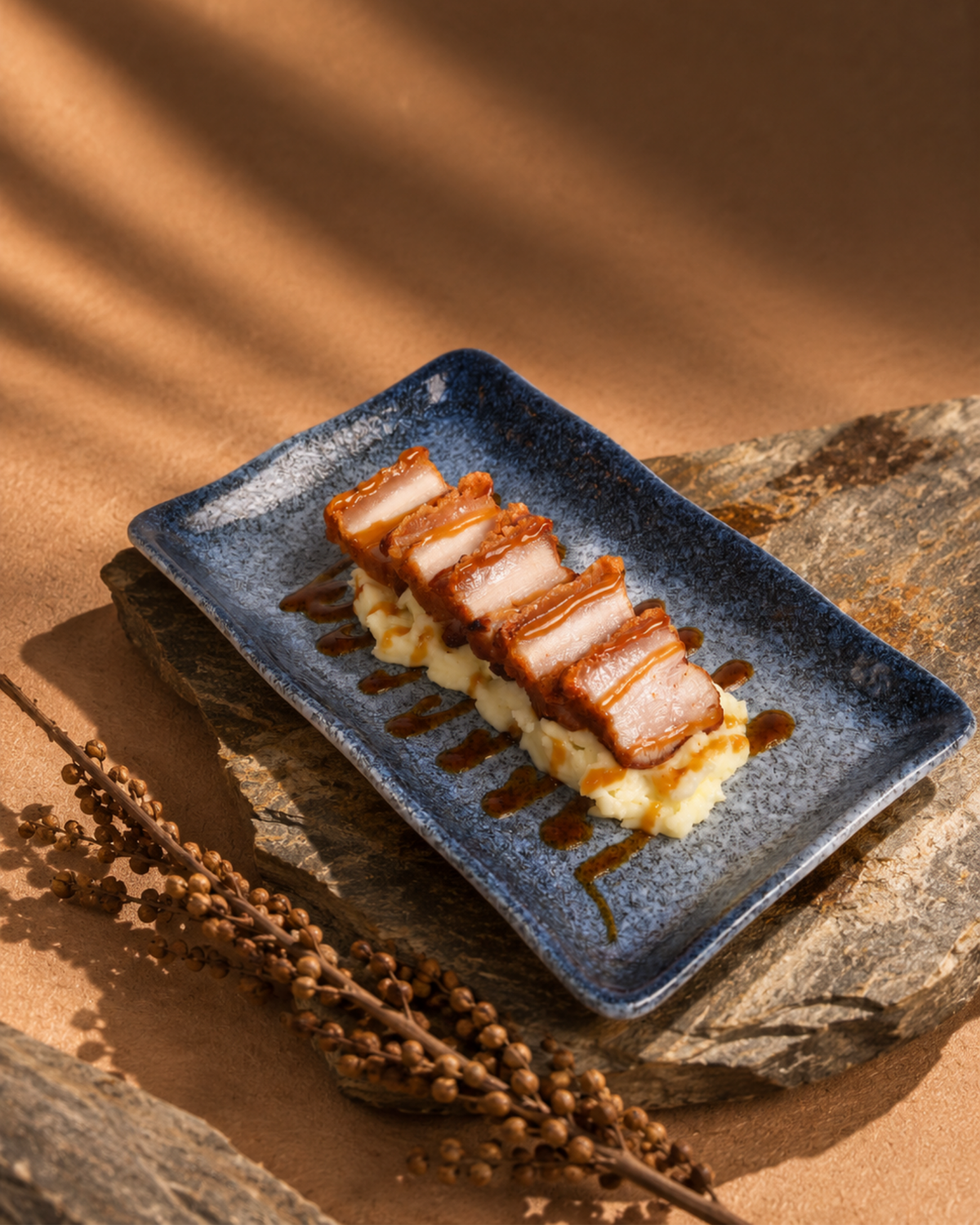 Panceta crujiente con puré