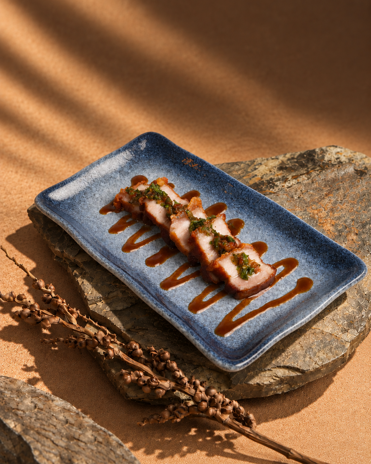 Panceta glaseada con chimichurri