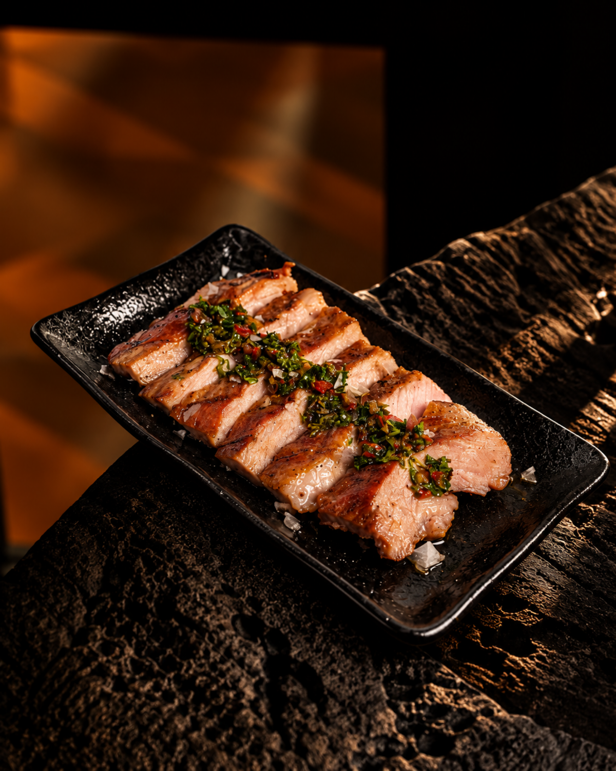 Secreto a la brasa con chimichurri